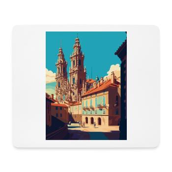 Saint-Jacques-de-Compostelle Espagne Affiche de voyage Vintage - Tapis de souris (format paysage) - blanc - Devant