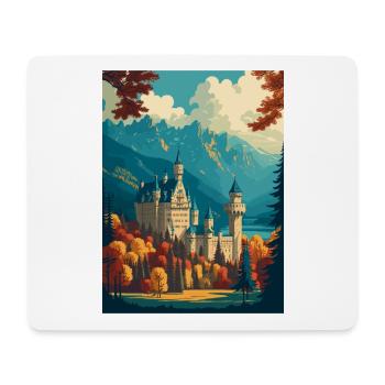 Château de Schwangau Allemagne Vintage voyage affiche WPA - Tapis de souris (format paysage) - blanc - Devant