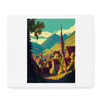 Transylvanie Roumanie Village Chambre Affiche de voyage - Tapis de souris (format paysage) - blanc - Devant