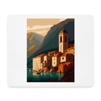 Kotor Monténégro Pologne polonaise chambre affiche de voyage - Tapis de souris (format paysage) - blanc - Devant