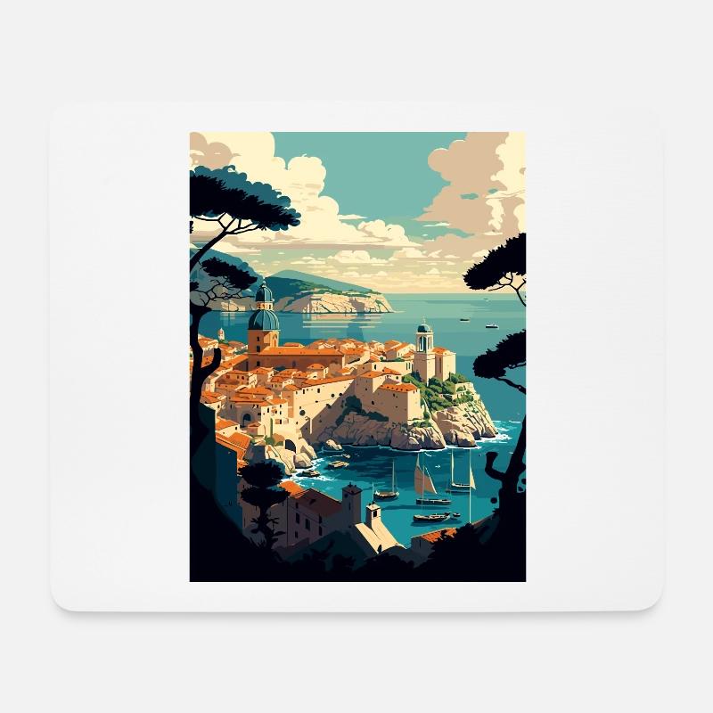 Dubrovnik Kroatien Vintage Reiseposter Souvenir - Mousepad (Querformat) - Weiß