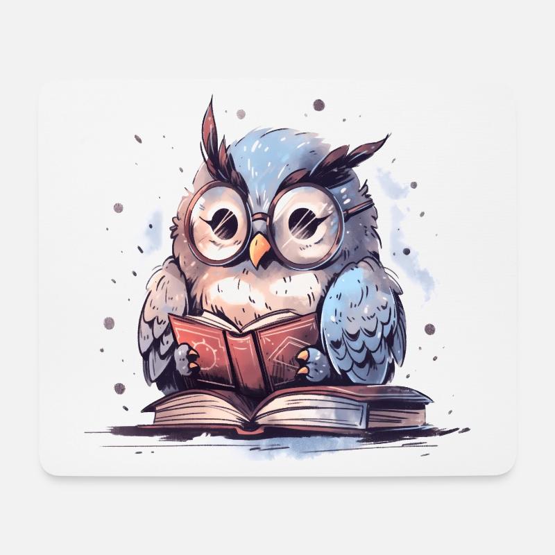 Süße Eule Buch Lesen Lesefan Bücher - Mousepad (Querformat) - Weiß