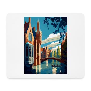 Bruges Belgique Vintage voyage affiche WPA Souvenir - Tapis de souris (format paysage) - blanc - Devant