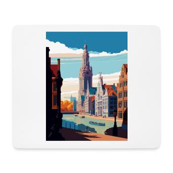 Antwerp Belgium Vintage Travel Poster WPA Souvenir - Mouse Pad (horizontal) - white - Front