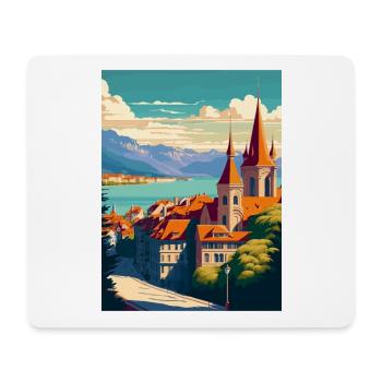 Lausanne Suisse Vintage voyage affiche WPA Art - Tapis de souris (format paysage) - blanc - Devant