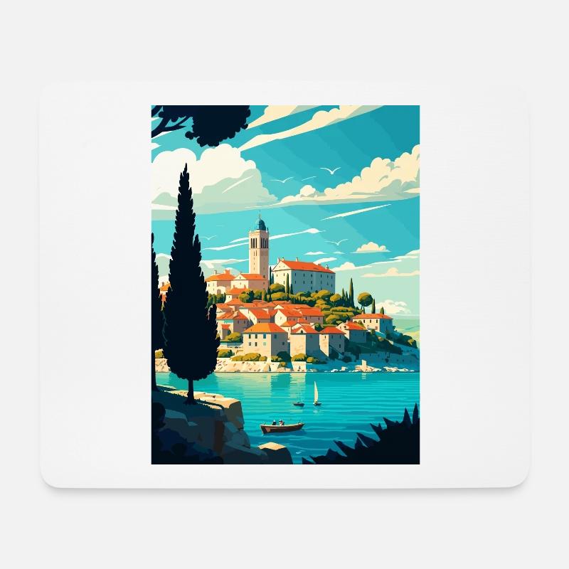Insel Rab Kroatien Vintage Reiseposter Souvenir - Mousepad (Querformat) - Weiß