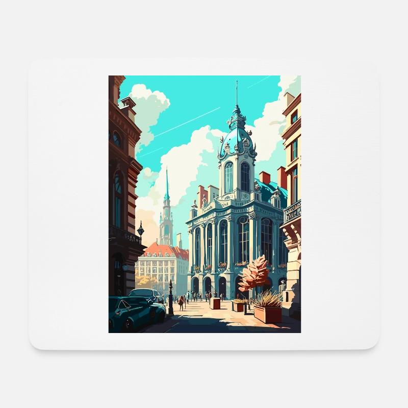 Brüssel Belgien Vintage Reiseposter Souvenir - Mousepad (Querformat) - Weiß