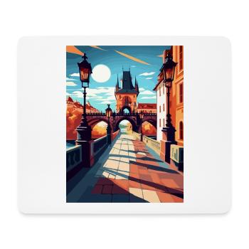Prague Czech Republic Vintage Travel Poster WPA - Mouse Pad (horizontal) - white - Front