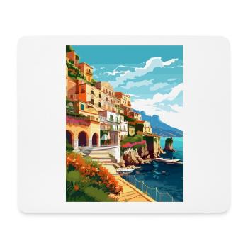 Amalfi Italie Décoration Vintage Voyage Affiche WPA - Tapis de souris (format paysage) - blanc - Devant