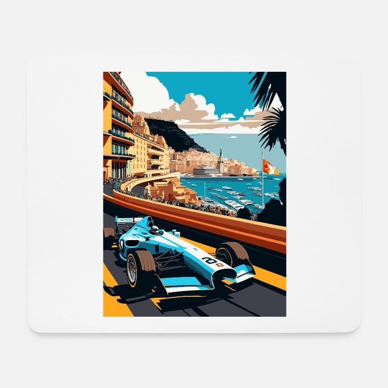 Monaco Vintage Reiseposter WPA Souvenir - Mousepad (Querformat) - Weiß