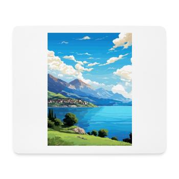 Lac d’Iseo Italie Vintage voyage affiche WPA Souvenir - Tapis de souris (format paysage) - blanc - Devant