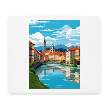 Ljubljana Slovenia Vintage Travel Poster Souvenir - Mouse Pad (horizontal) - white - Front