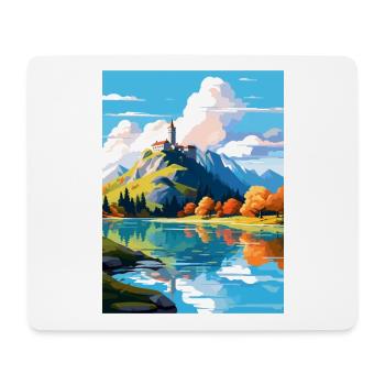 Château de Bled Slovénie Affiche de voyage vintage WPA Art - Tapis de souris (format paysage) - blanc - Devant