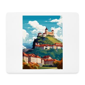 Ljubljana Slovenia Vintage Travel Poster Souvenir - Mouse Pad (horizontal) - white - Front