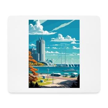 Gydnia Pologne Vintage voyage affiche WPA Souvenir - Tapis de souris (format paysage) - blanc - Devant