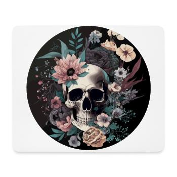 Human Skull & Flowers 35 - Mouse Pad (horizontal) - white - Front