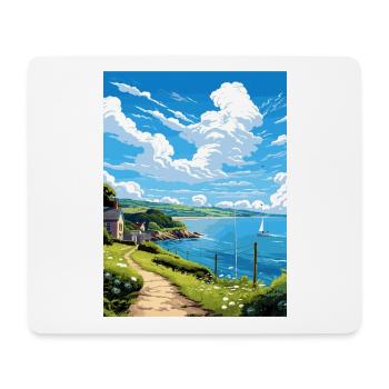 St Mawes Michaels Mont Cornwall affiche de voyage - Tapis de souris (format paysage) - blanc - Devant