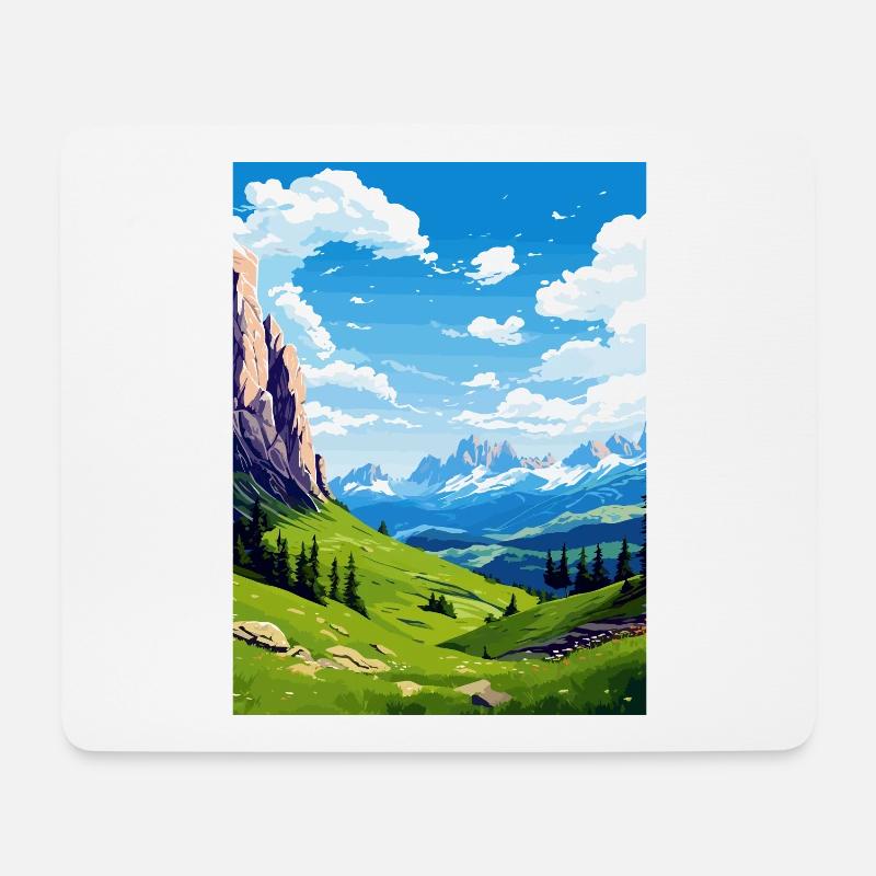 Dolomites, Alpes dolomitiques, Dolomites, Italie - Tapis de souris (format paysage) - blanc