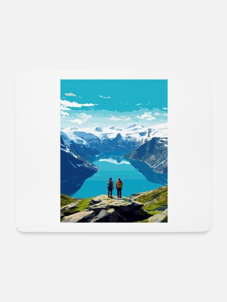 Fjordene Norge Norske Fjell Skandinavisk - Musematte (liggende format) - hvit