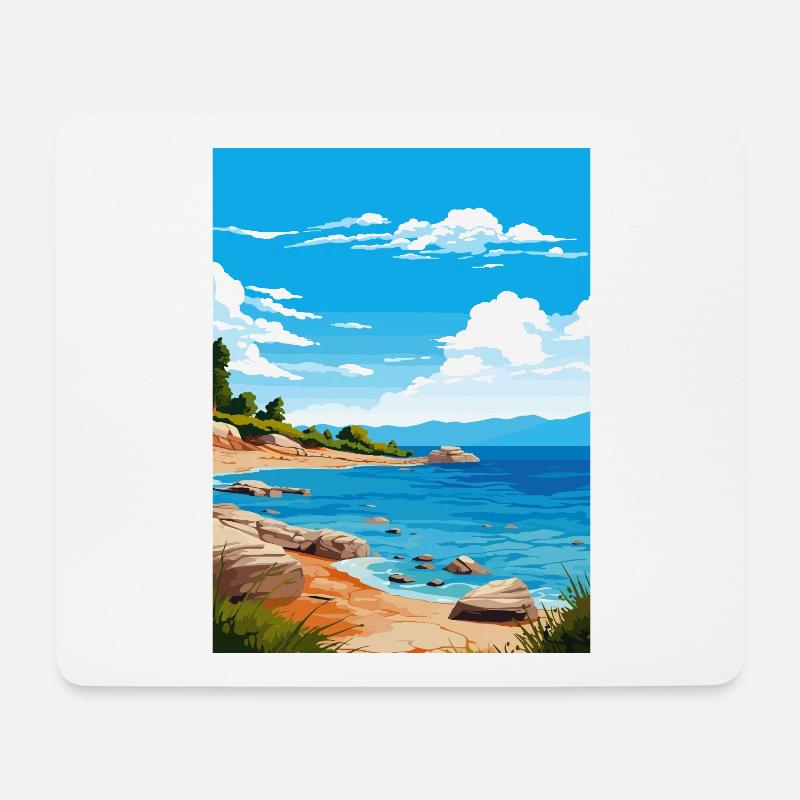 Thassos Griechenland Dekoration Vintage Reiseposter - Mousepad (Querformat) - Weiß