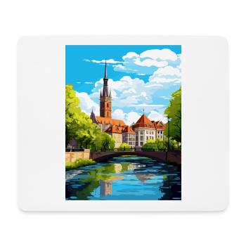 Stuttgart Allemagne Vintage voyage affiche Souvenir - Tapis de souris (format paysage) - blanc - Devant