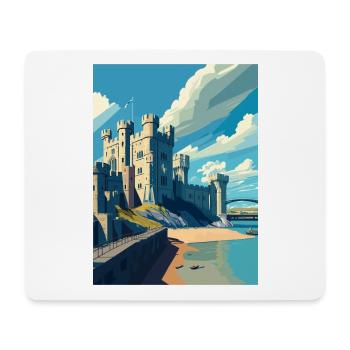 Caernarfon Castle Walisisches Vintage-Reiseposter WPA - Mousepad (Querformat) - Weiß - Vorne