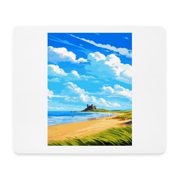 Bamburgh Castle Angleterre Vintage voyage affiche WPA - Tapis de souris (format paysage) - blanc - Devant