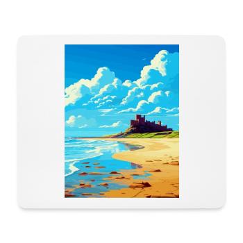 Bamburgh Castle Angleterre Vintage voyage affiche WPA - Tapis de souris (format paysage) - blanc - Devant