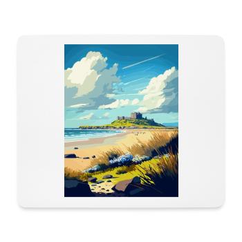 Bamburgh Castle Angleterre Vintage voyage affiche WPA - Tapis de souris (format paysage) - blanc - Devant