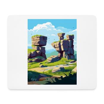 Brimham Rocks tête Angleterre Affiche de voyage Vintage - Tapis de souris (format paysage) - blanc - Devant