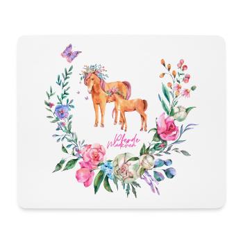 Pferdemädchen Blumentraum - Mousepad (Querformat) - Weiß - Vorne