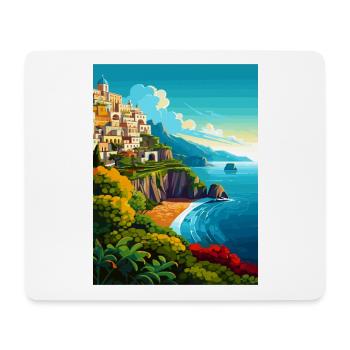 Amalfi Italie Décoration Vintage Voyage Affiche WPA - Tapis de souris (format paysage) - blanc - Devant