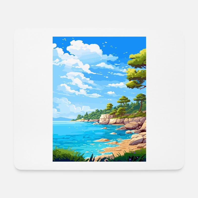 Thassos Griechenland Dekoration Vintage Reiseposter - Mousepad (Querformat) - Weiß