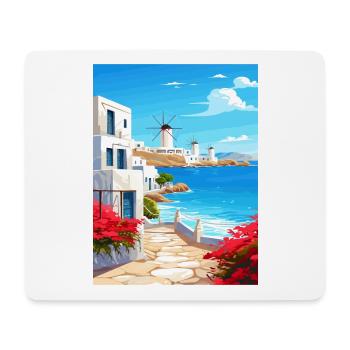 Mykonos Griechenland Dekoration Vintage Reiseposter - Mousepad (Querformat) - Weiß - Vorne