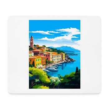 Portofino Italy Vintage Travel Poster WPA Souvenir - Mouse Pad (horizontal) - white - Front