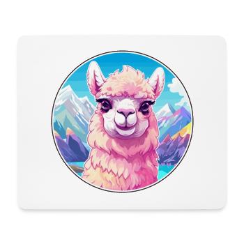 Alpaga Aquarelle Dessin Animé Kawaii Animal De Compagnie Colorf - Tapis de souris (format paysage) - blanc - Devant