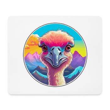 Ostrich Watercolor Cartoon Kawaii Pet Animal Color - Mouse Pad (horizontal) - white - Front