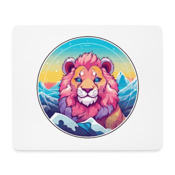 Lion Watercolor Cartoon Kawaii Pet Animal Colorful - Mouse Pad (horizontal) - white - Front