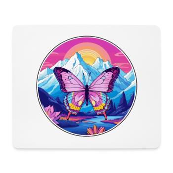 Papillon aquarelle dessin animé Kawaii animal de compagnie Col - Tapis de souris (format paysage) - blanc - Devant