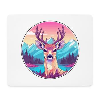 Hirsch Aquarell Karikatur Kawaii Haustier Tier Bunt - Mousepad (Querformat) - Weiß - Vorne