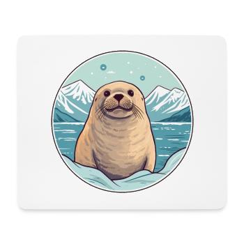 Seal Watercolor Cartoon Kawaii Pet Animal Colorful - Mouse Pad (horizontal) - white - Front