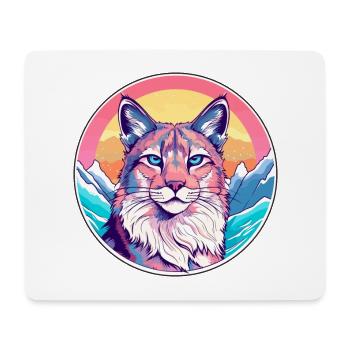 Luchs Aquarell Karikatur Kawaii Haustier Tier Bunt - Mousepad (Querformat) - Weiß - Vorne