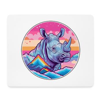 Nashorn Aquarell Karikatur Kawaii Haustier Tier Farbefu - Mousepad (Querformat) - Weiß - Vorne