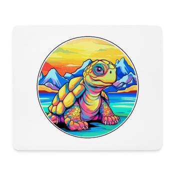 Turtle Watercolor Cartoon Kawaii Pet Animal Colorf - Mouse Pad (horizontal) - white - Front