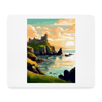 Dunluce Castle Irlande Vintage Travel Poster WPA - Tapis de souris (format paysage) - blanc - Devant