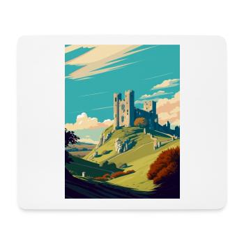 Corfe Castle Angleterre Vintage voyage affiche WPA Art - Tapis de souris (format paysage) - blanc - Devant