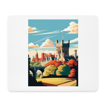 Cardiff Castle Wales Vintage Reiseposter WPA Kunst - Mousepad (Querformat) - Weiß - Vorne