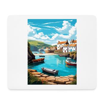 Port Issac England Vintage Reiseposter Souvenir - Mousepad (Querformat) - Weiß - Vorne