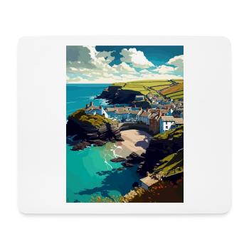 Port Issac Angleterre Vintage voyage affiche Souvenir - Tapis de souris (format paysage) - blanc - Devant