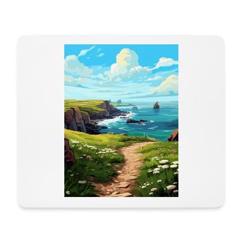 Lands End Cornwall Vintage voyage affiche Souvenir - Tapis de souris (format paysage) - blanc - Devant